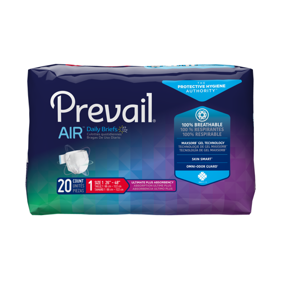 Picture of Prevail air daily briefs with tabs 20 ct: 26 - 48 in.
