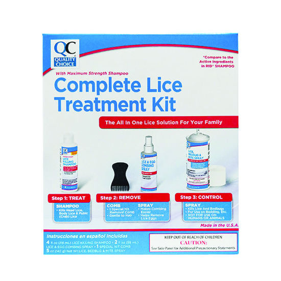 Picture of Complete lice treatment kit - includes: lice killing shampoo, nit combing gel & bedding spray